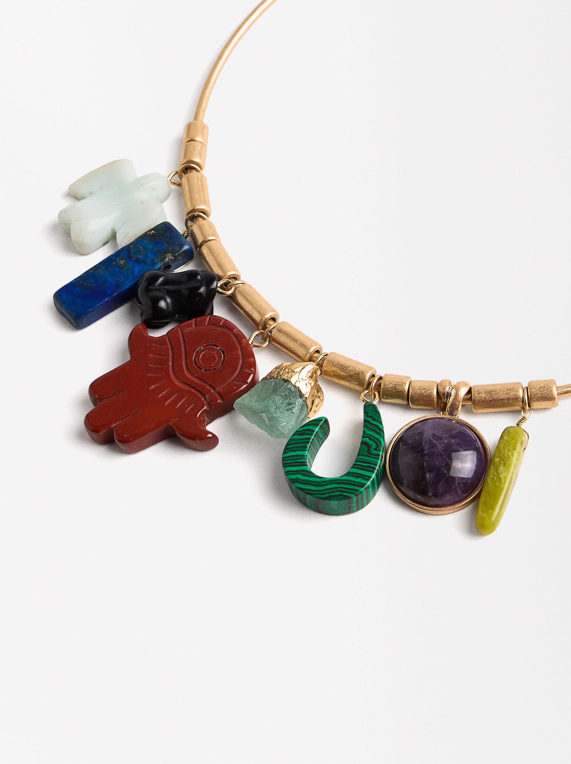 Collier rigide avec pendentifs en pierre image number 1.0