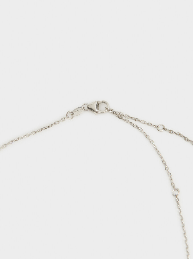 Short 925 Silver Shamrock Necklace, Silver, hi-res