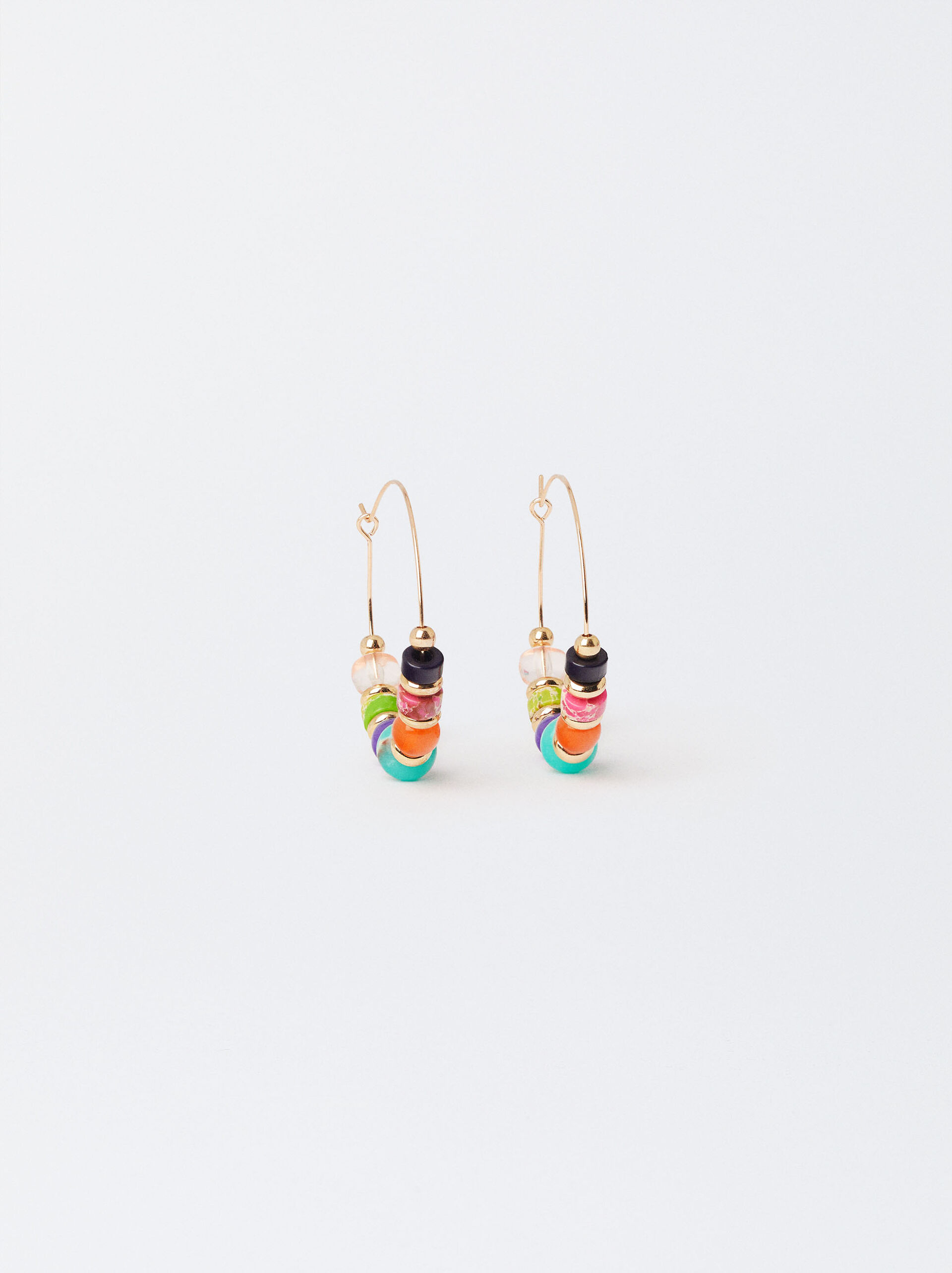 Multicoloured Hoop Earrings With Stones image number 0.0