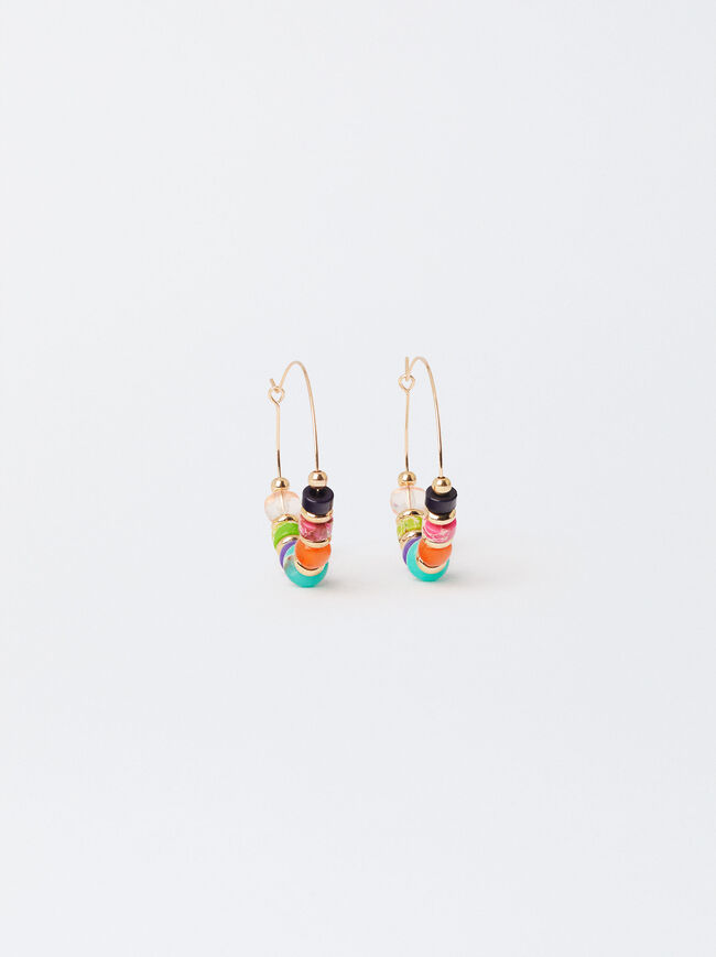 Multicoloured Hoop Earrings With Stones image number 0.0