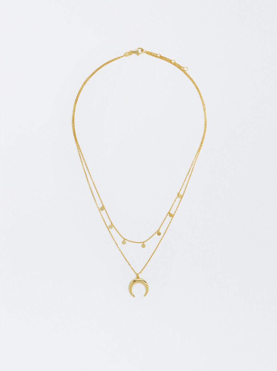 Short 925 silver necklace with horn pendant