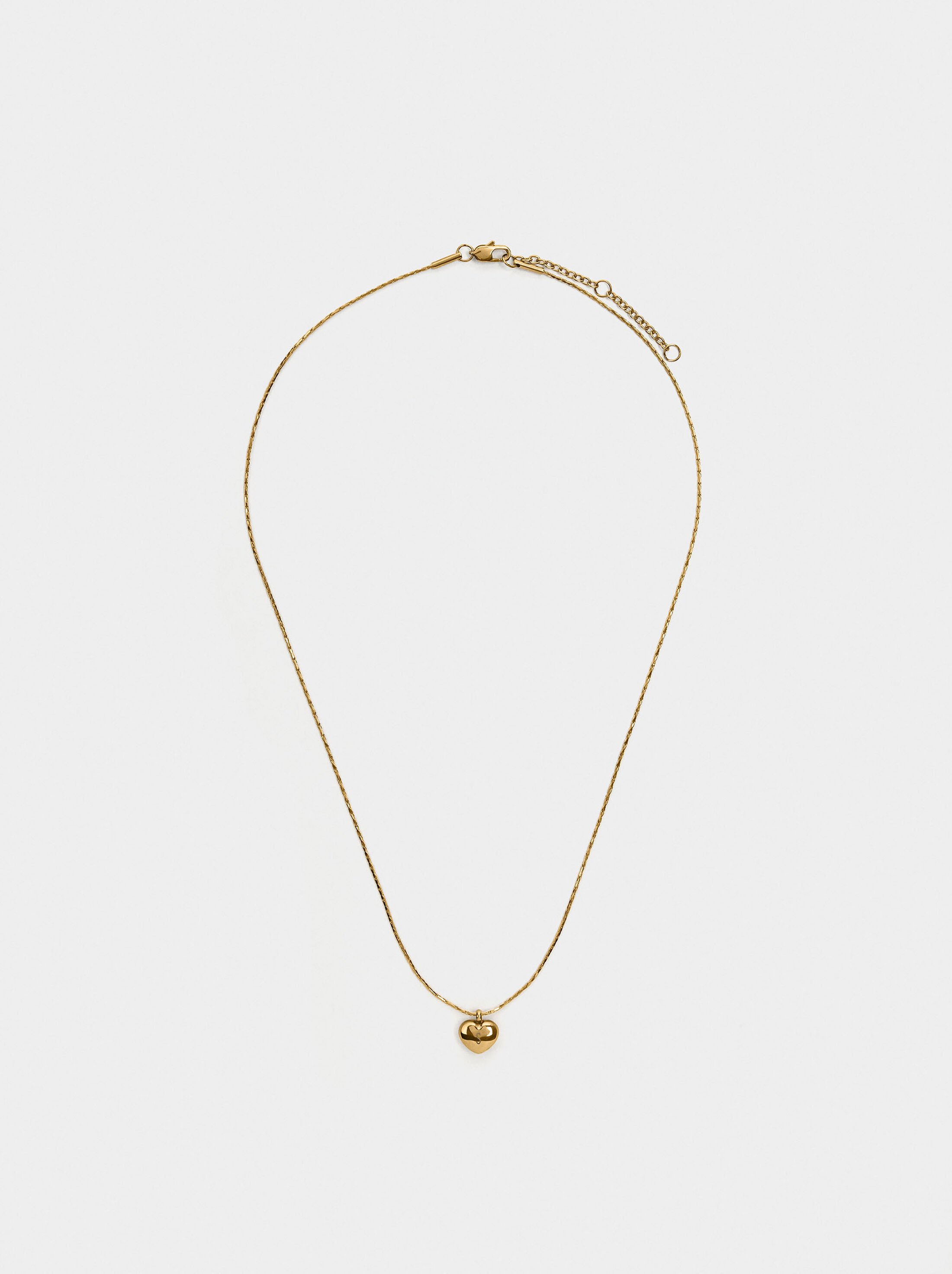 Necklace and heart earrings set - stainless steel image number 2.0