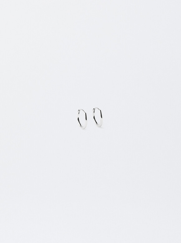 925 Silver Hoop Earrings, Silver, hi-res