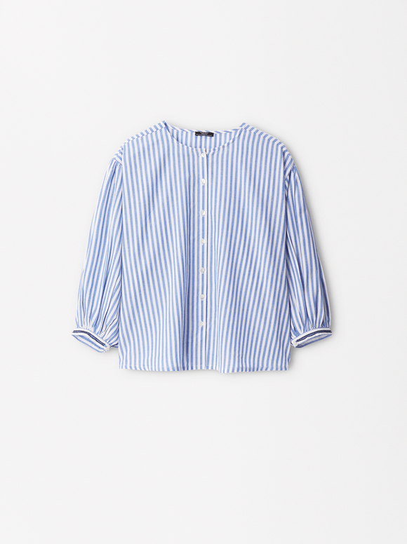 100% Cotton Striped Shirt, Multicolor, hi-res
