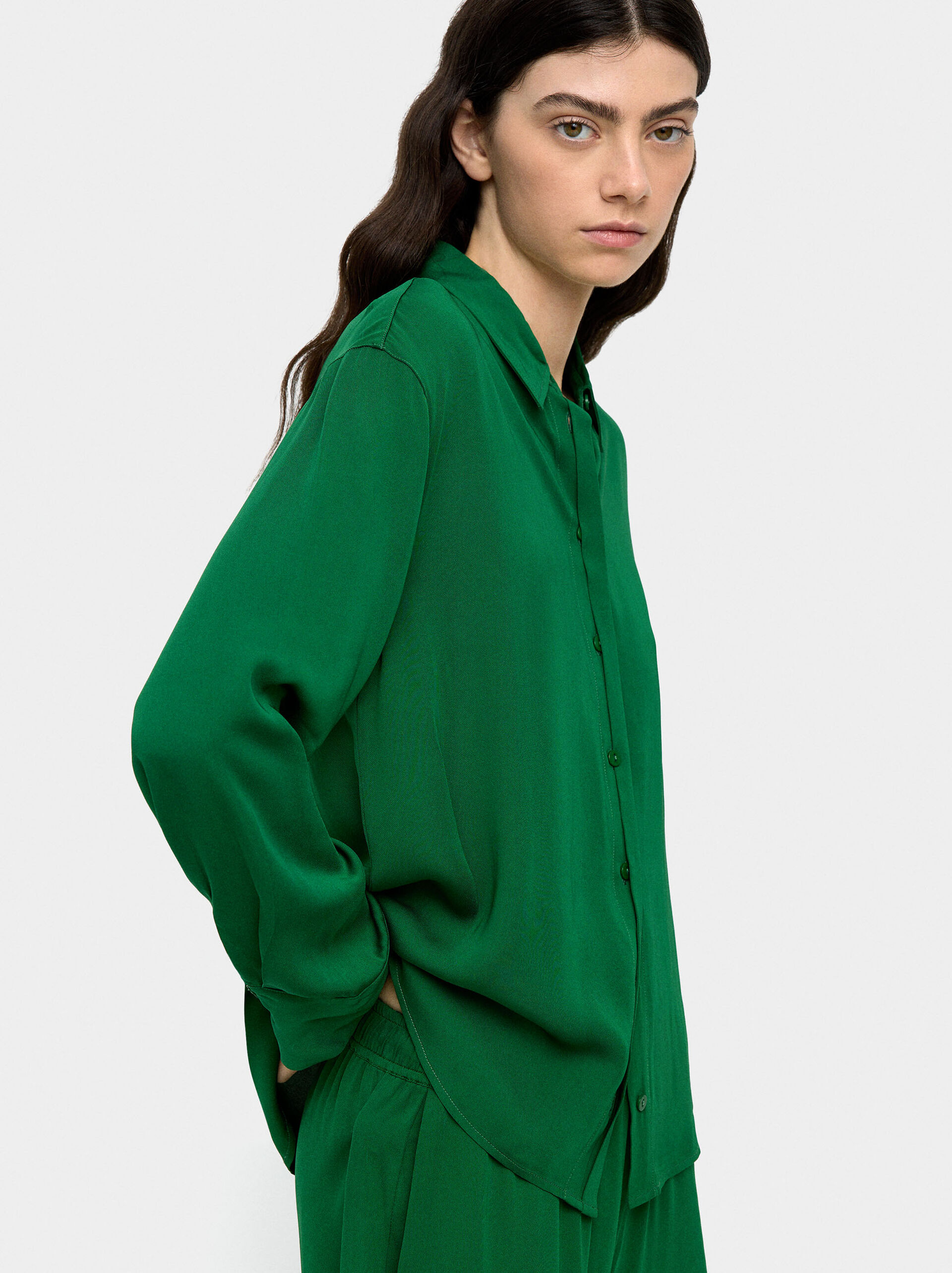 Flowing long-sleeve shirt image number 1.0