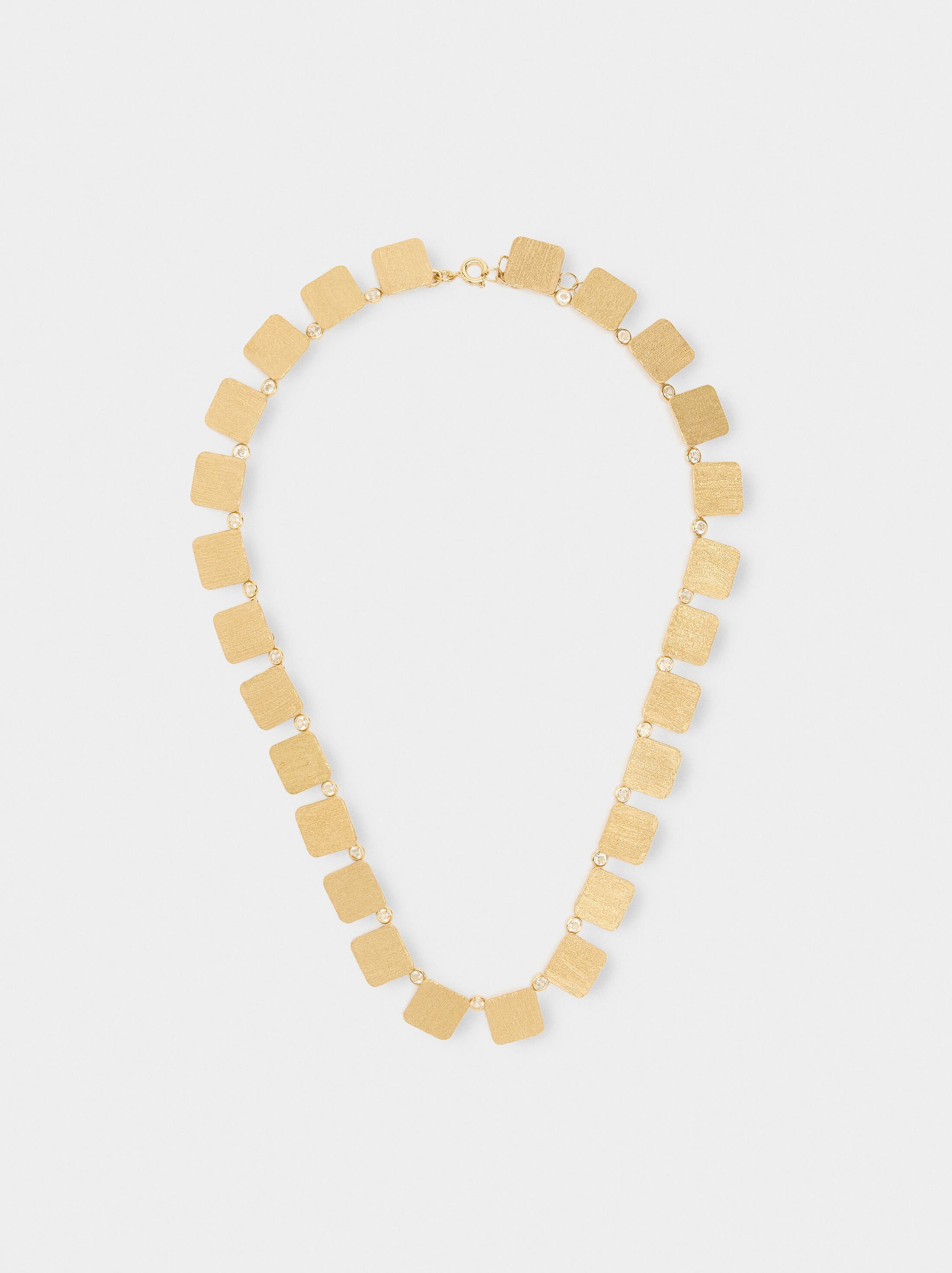 Short necklace with squares and zirconias image number 0.0