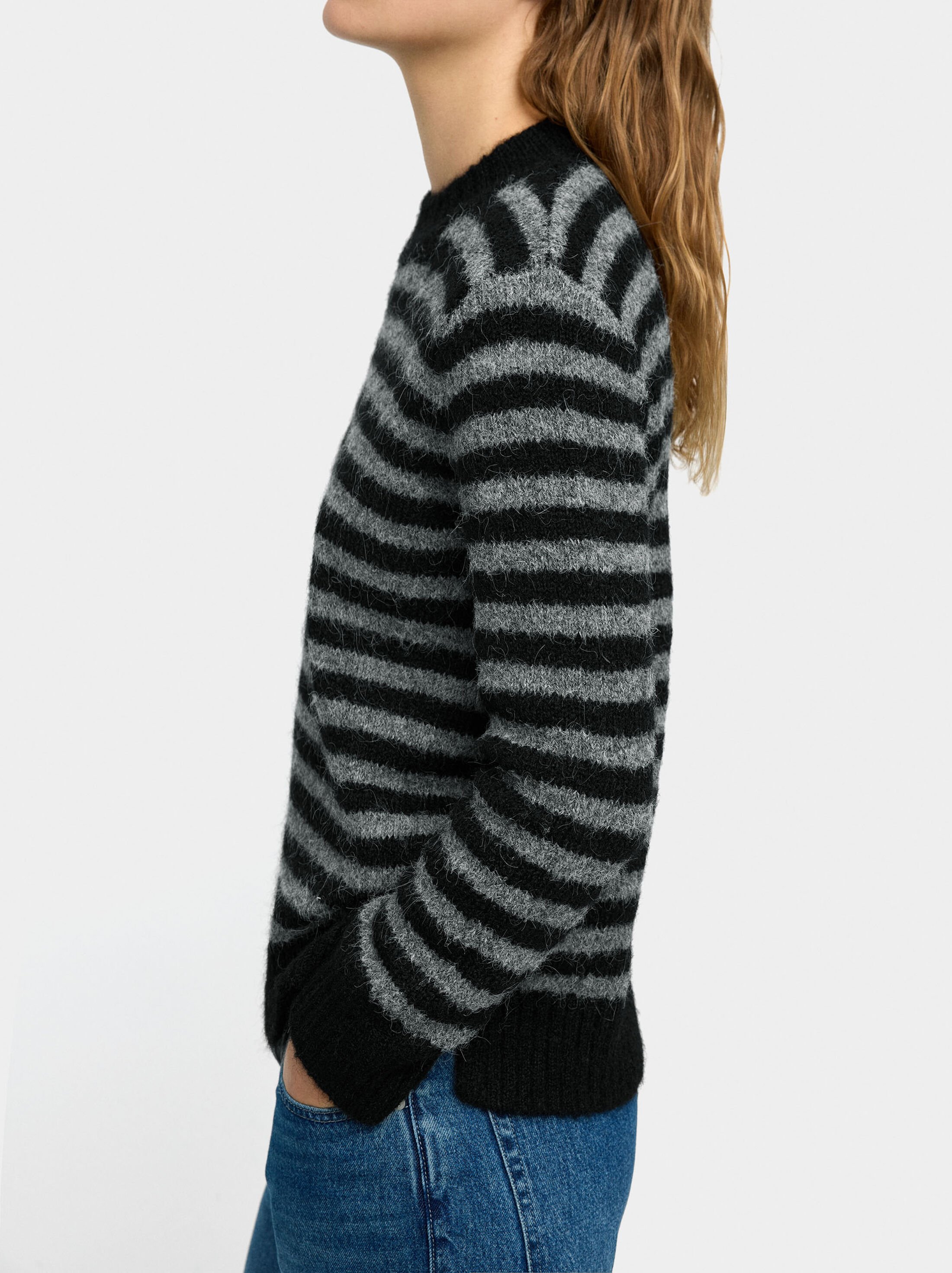 Knit sweater with stripes image number 2.0