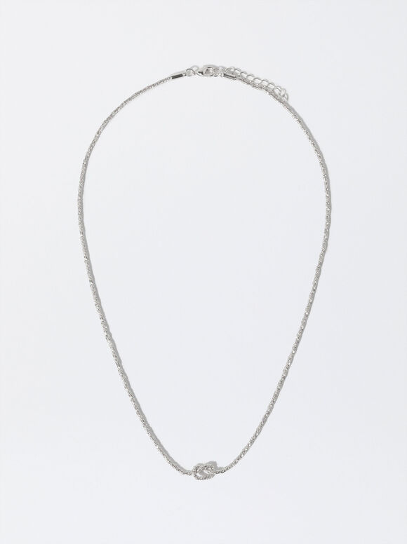 Silver Necklace With Knot, Silver, hi-res