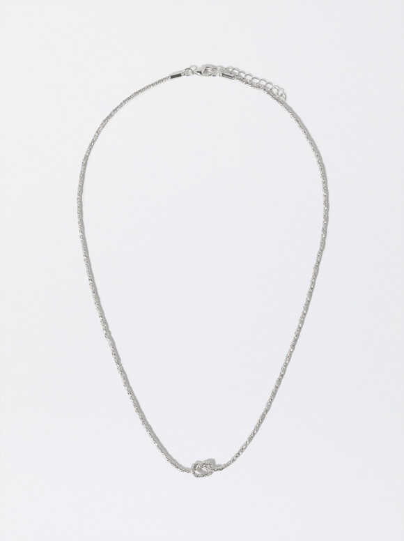 Golden Necklace With Knot, Silver, hi-res
