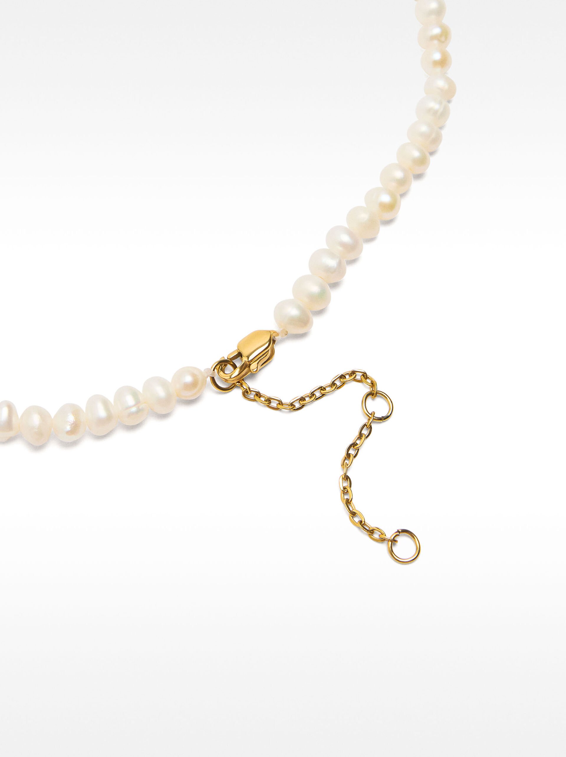 Collana con perle d'acqua dolce e cuore - acciaio inossidabile image number 2.0