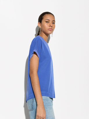 T-Shirt 100% Lyocell, Bleu, hi-res