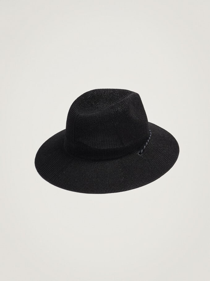 Sombrero De Punto Ajustable, Negro, hi-res