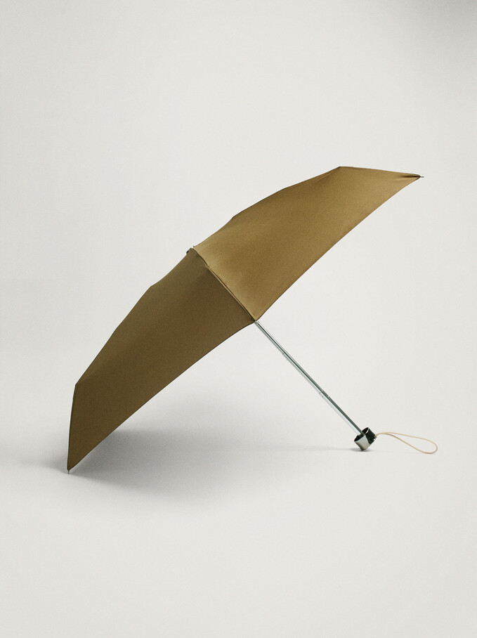 Small Folding Umbrella, Khaki, hi-res