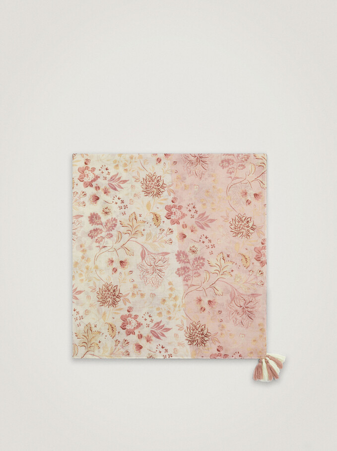 Floral Print Scarf, Pink, hi-res