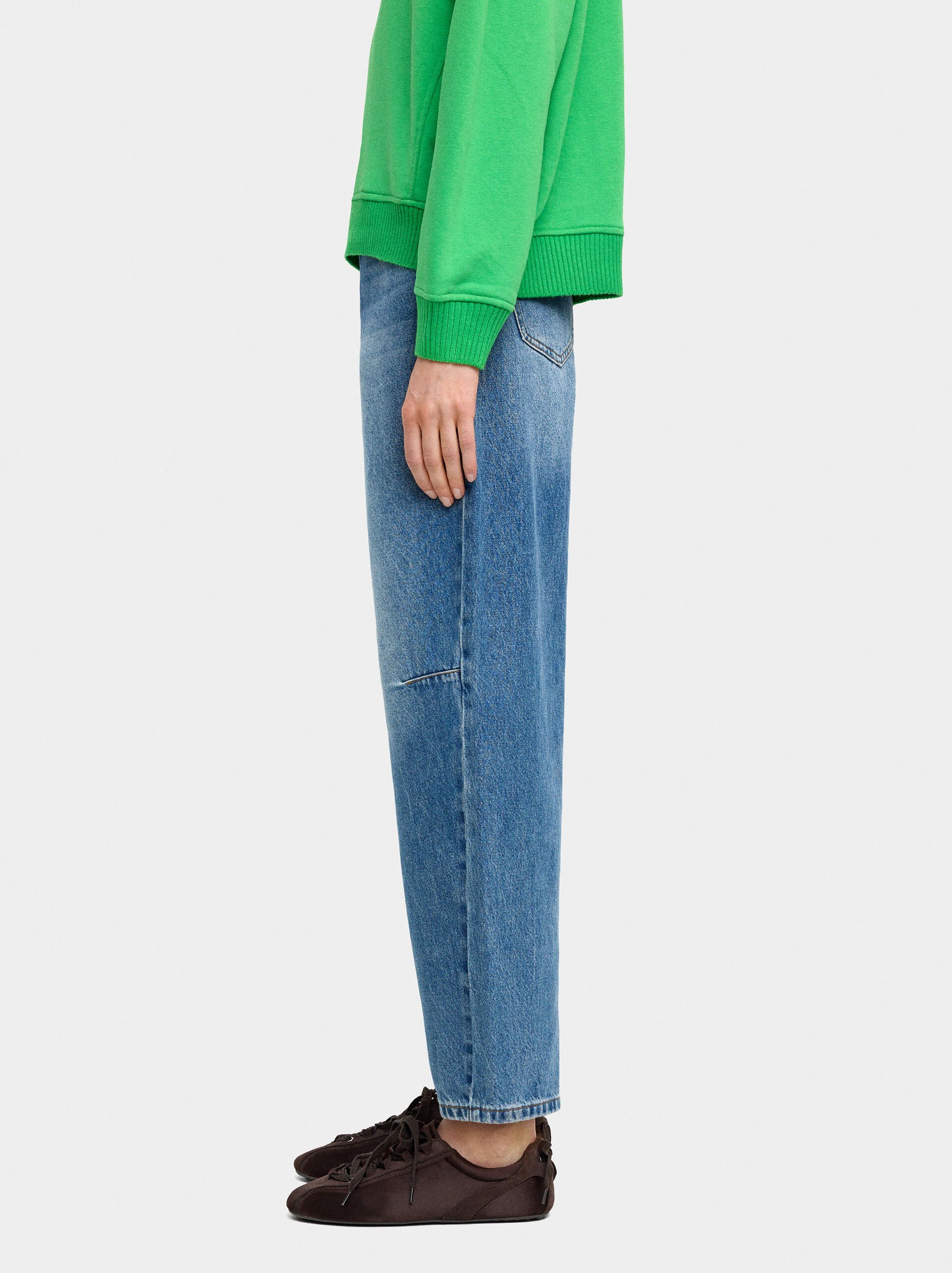 Washed effect denim trousers image number 2.0