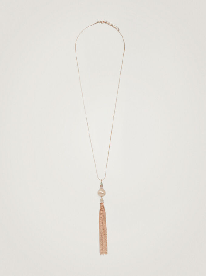 Necklace With Stone Pendant, Rose Gold, hi-res