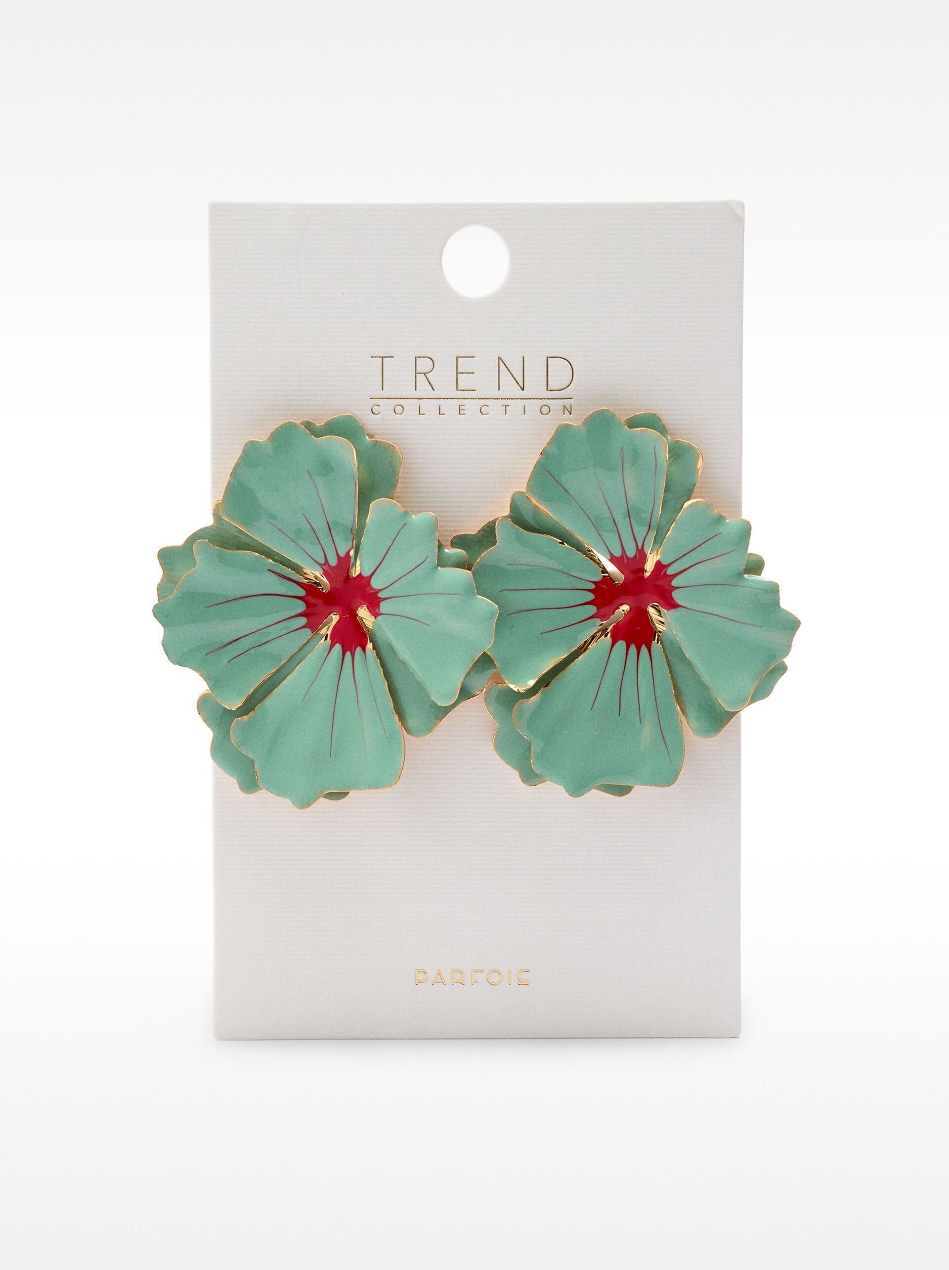 Maxi double flower earrings with enamel image number 4.0