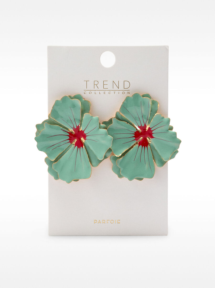 Brincos maxi flor dupla esmaltados