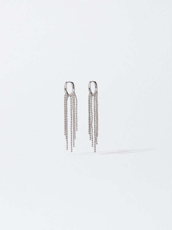 Stainless Steel Golden Hoops, Silver, hi-res