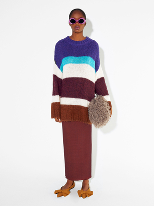 Long Knitted Skirt, Bordeaux, hi-res