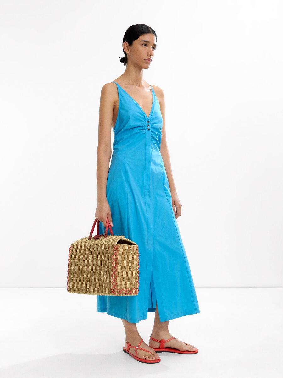 Long cotton dress with straps