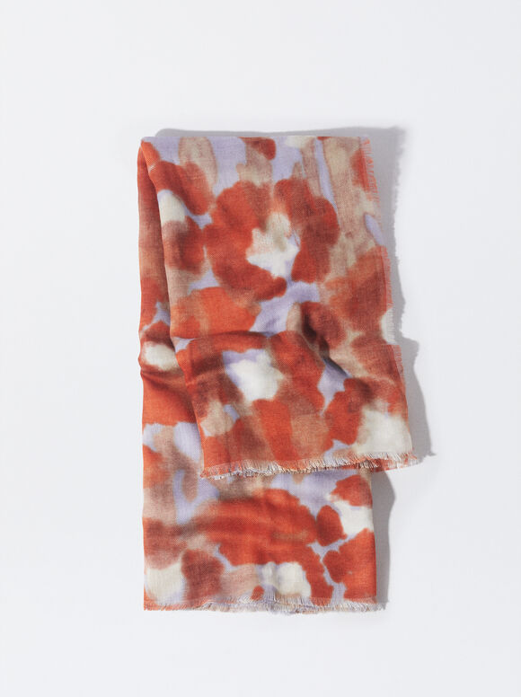 Printed Blanket Scarf, Multicolor, hi-res