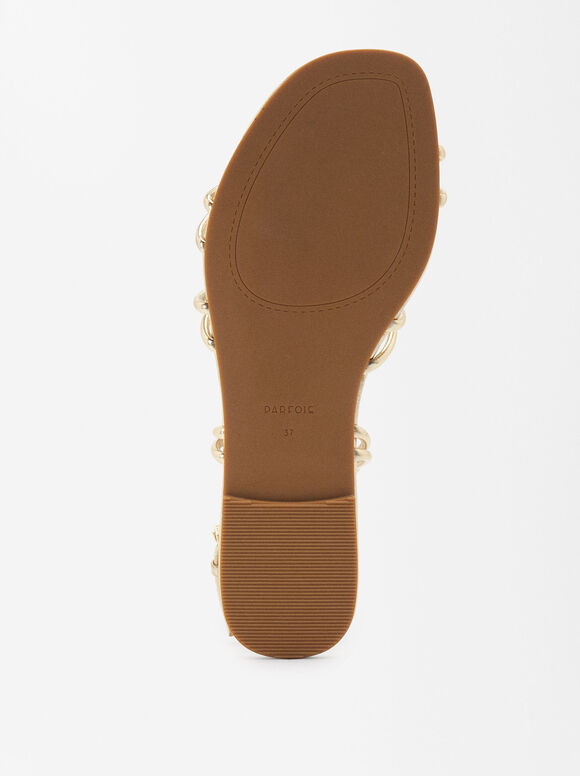 Flat Sandal Leather Buckle, Camel, hi-res