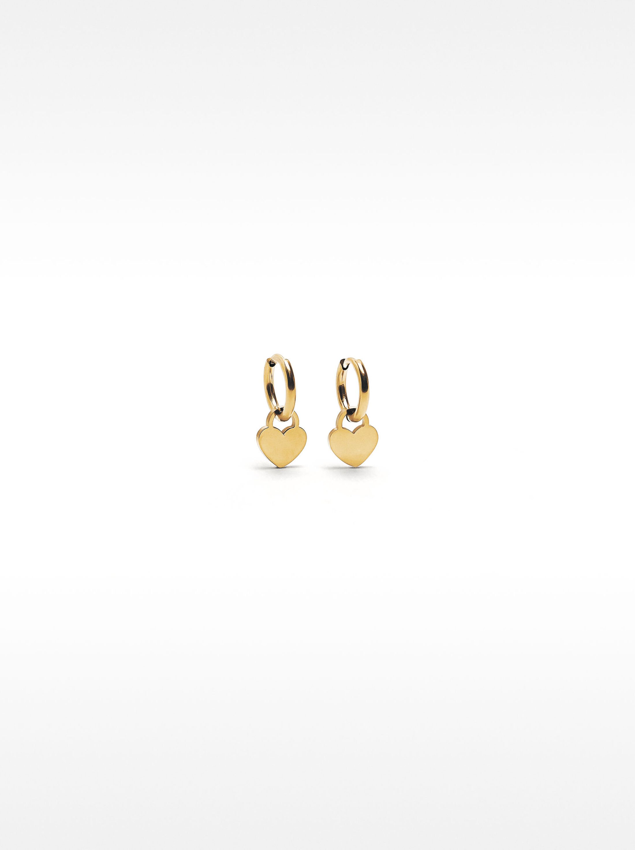Hoop earrings with heart - stainless steel image number 0.0