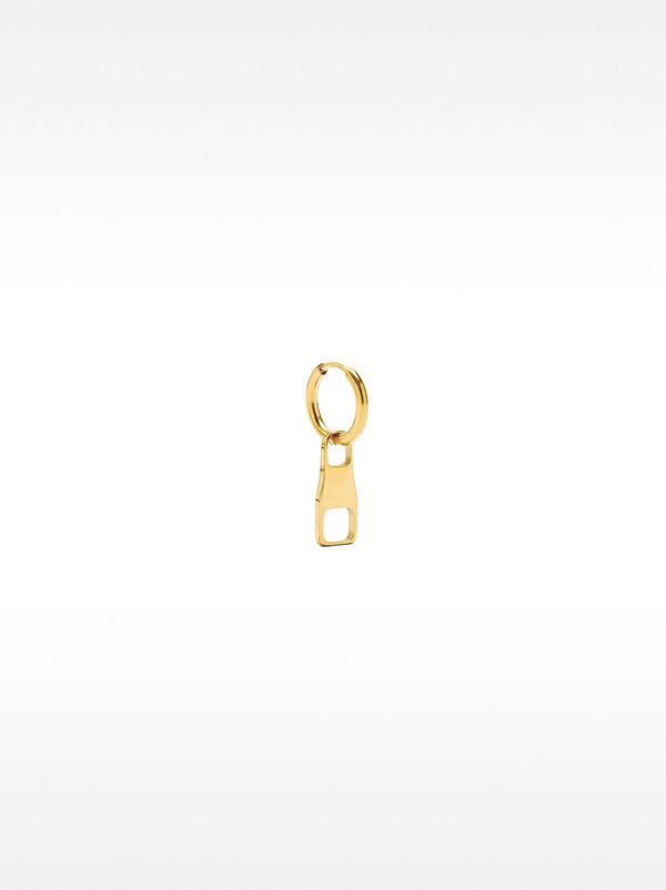 Single zipper hoop earring - stainless steel