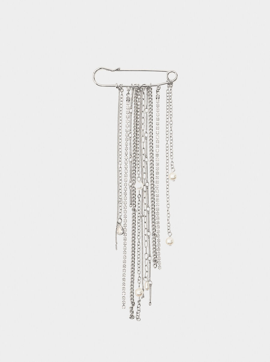 Broche con cadena y perlas