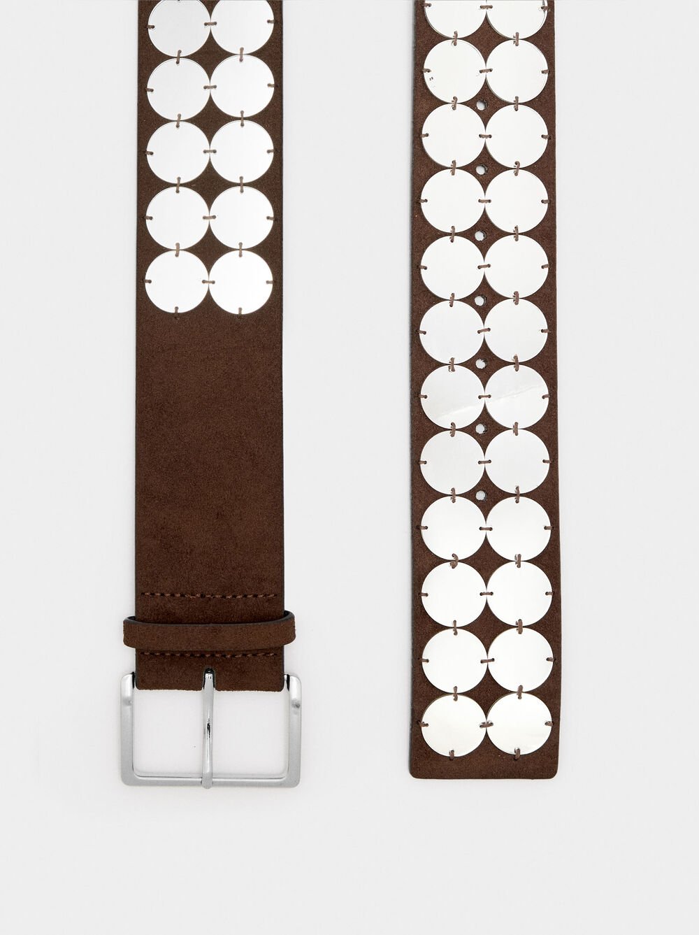 Leather-effect belt with mirror detail