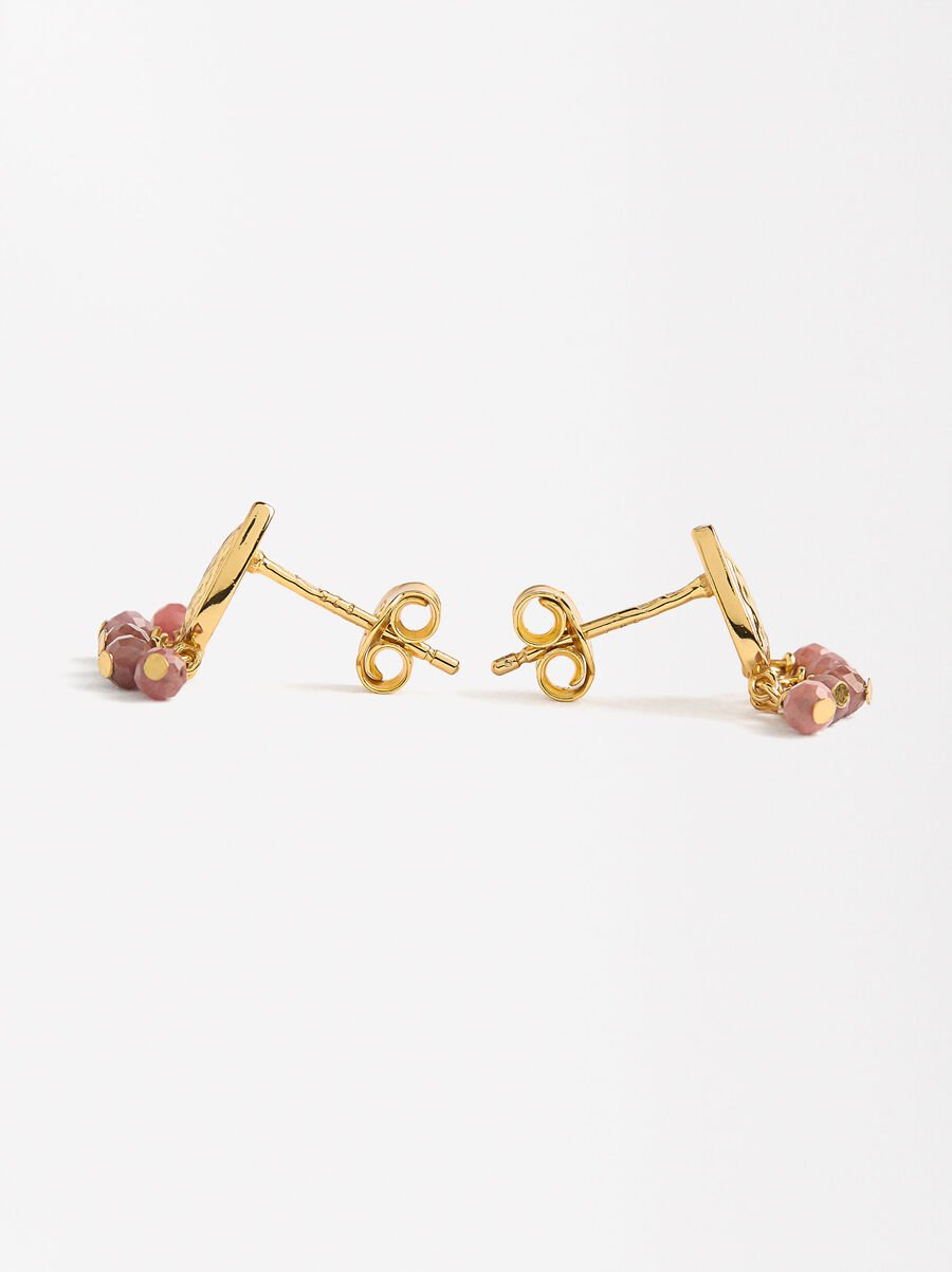Tear-shaped earrings with stones - 925 sterling silver