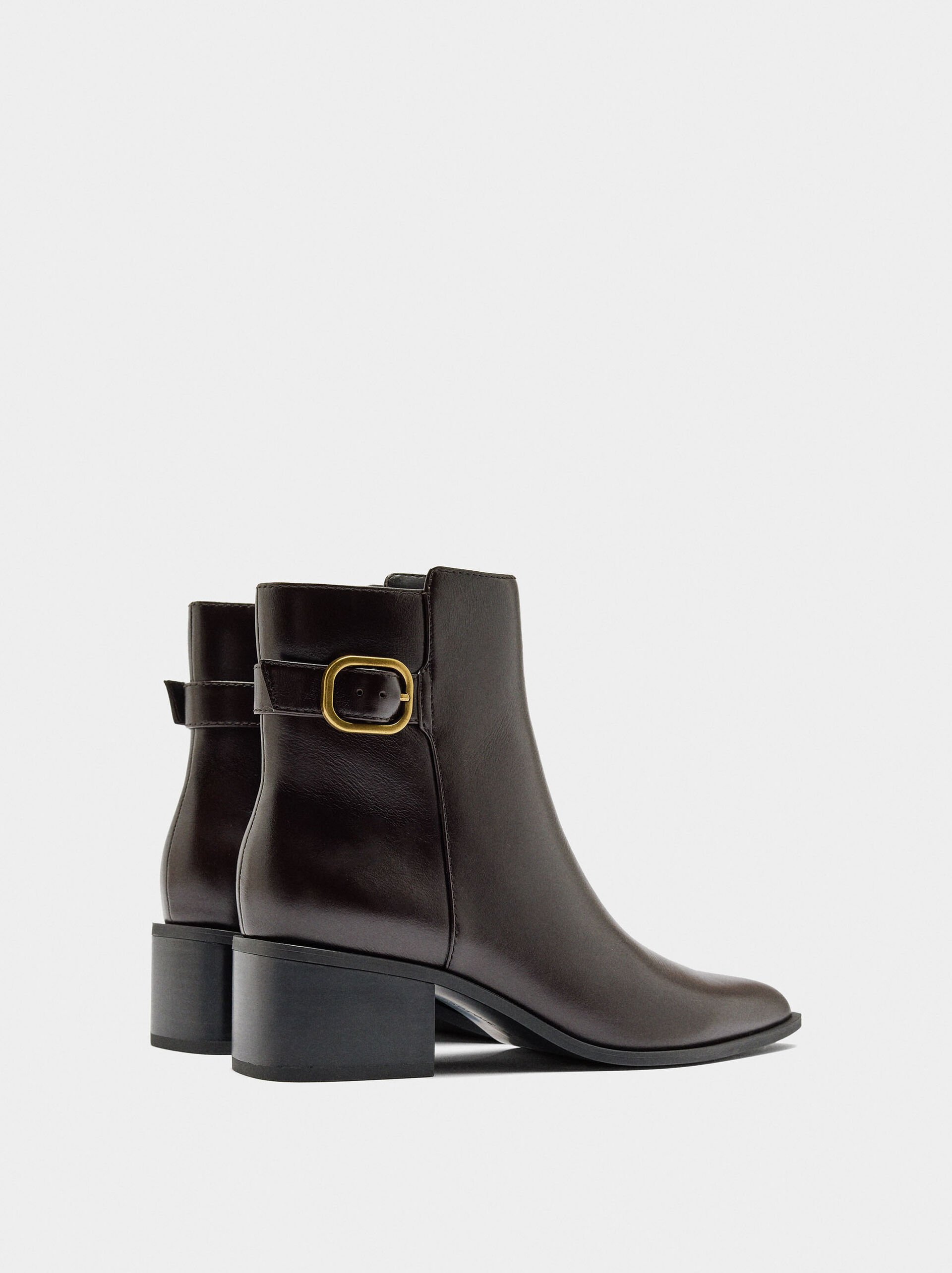 Leather ankle boots with buckle image number 3.0