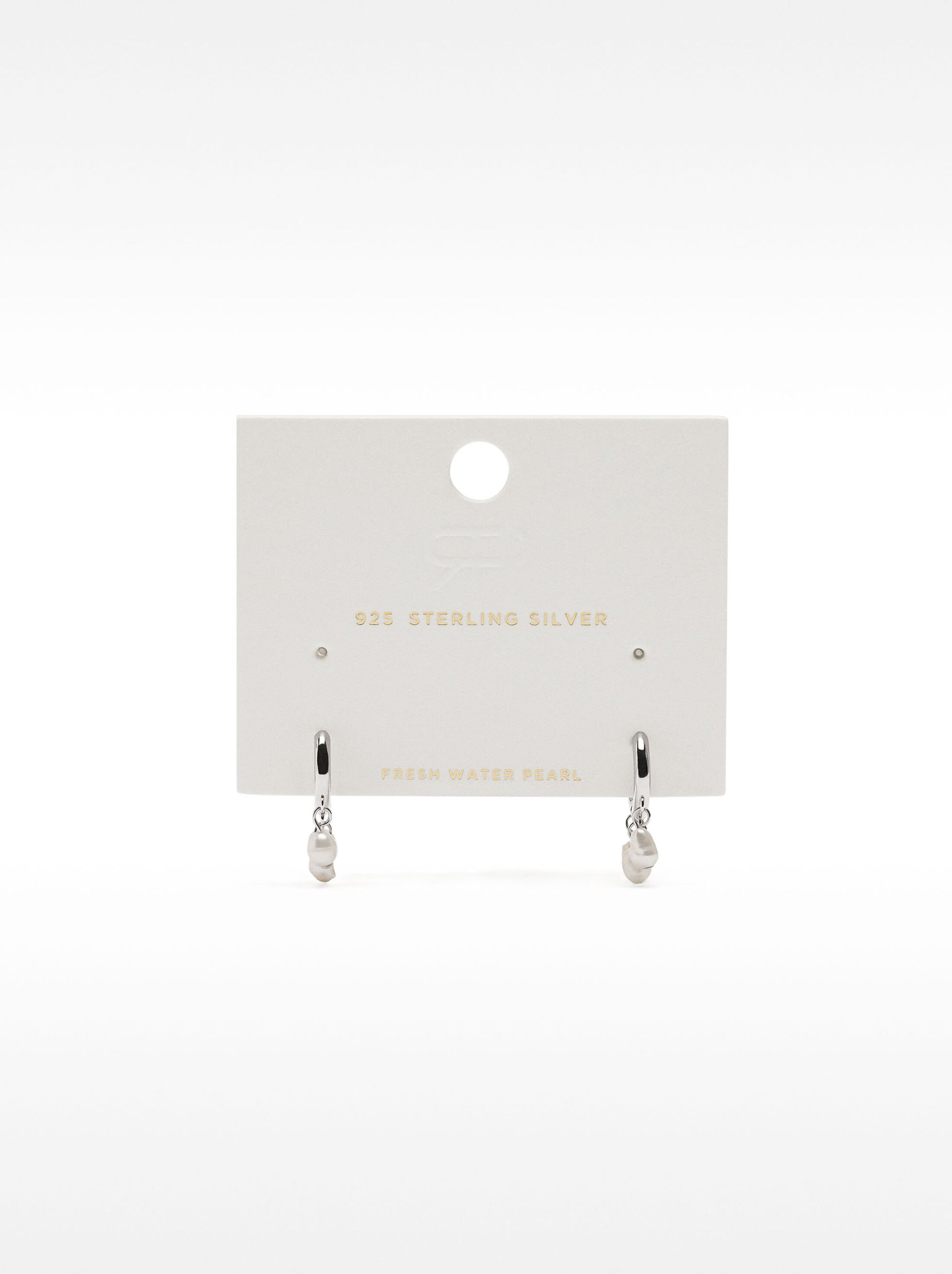 Hoop earrings with pearls - 925 sterling silver image number 4.0