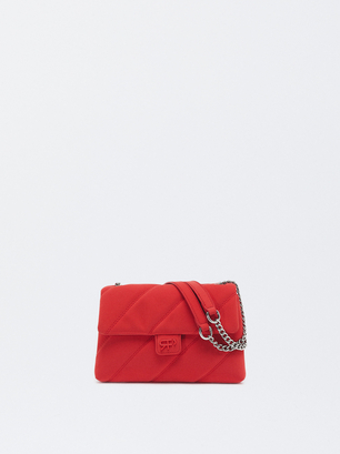 Quilted Shoulder Bag, Red, hi-res