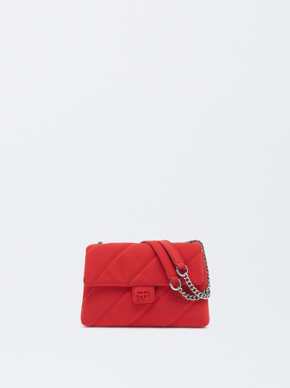 Quilted Shoulder Bag, Red, hi-res