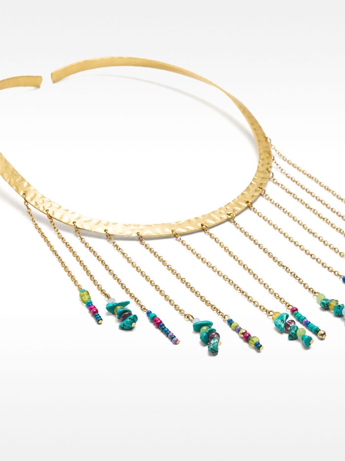 Collar rígido con flecos y piedras