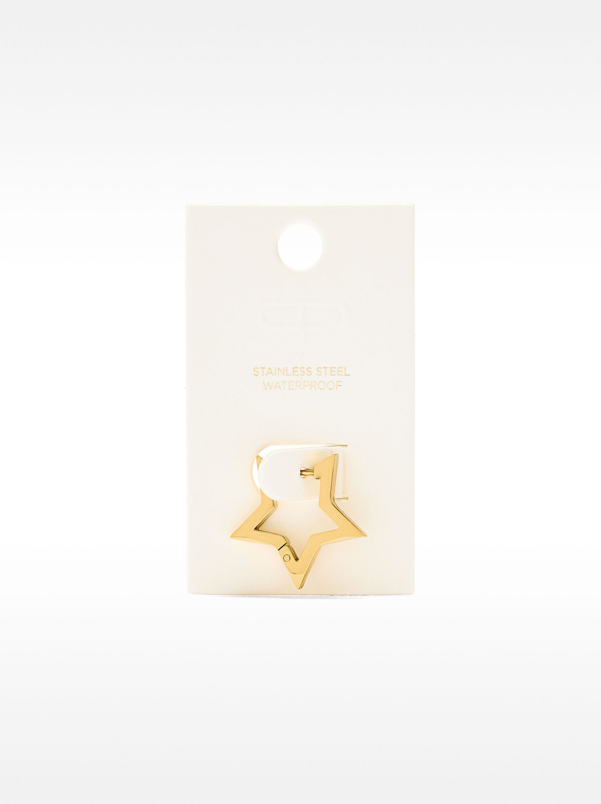 Single star hoop earring - stainless steel image number 3.0