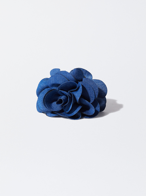 Bandeau Cheveux Femme Bleu avec Fleur