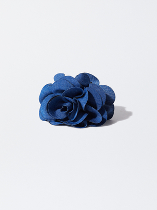 Haarklammer Mit Blumenmuster, Blau, hi-res