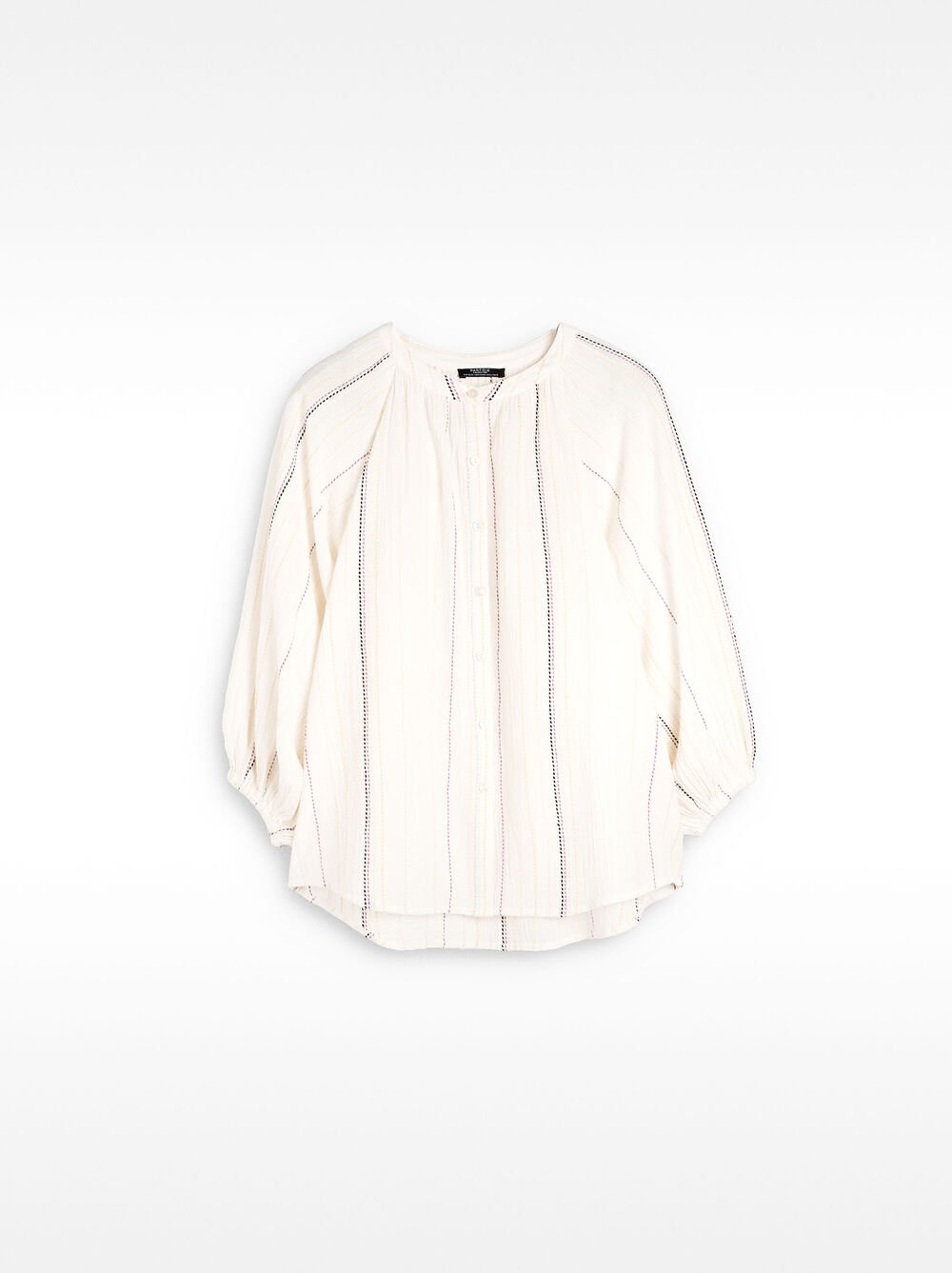 Multicolour topstitch shirt 100% cotton