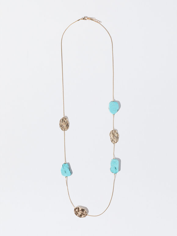 Necklace With Gemstone, Blue, hi-res