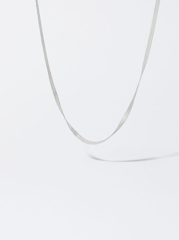 Stainless Steel Golden Necklace, Silver, hi-res