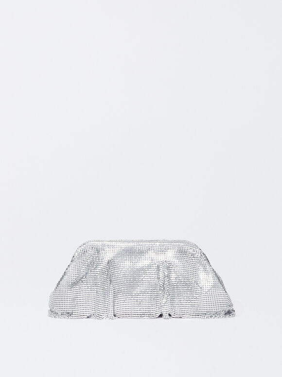Mesh Fabric Party Bag, Silver, hi-res