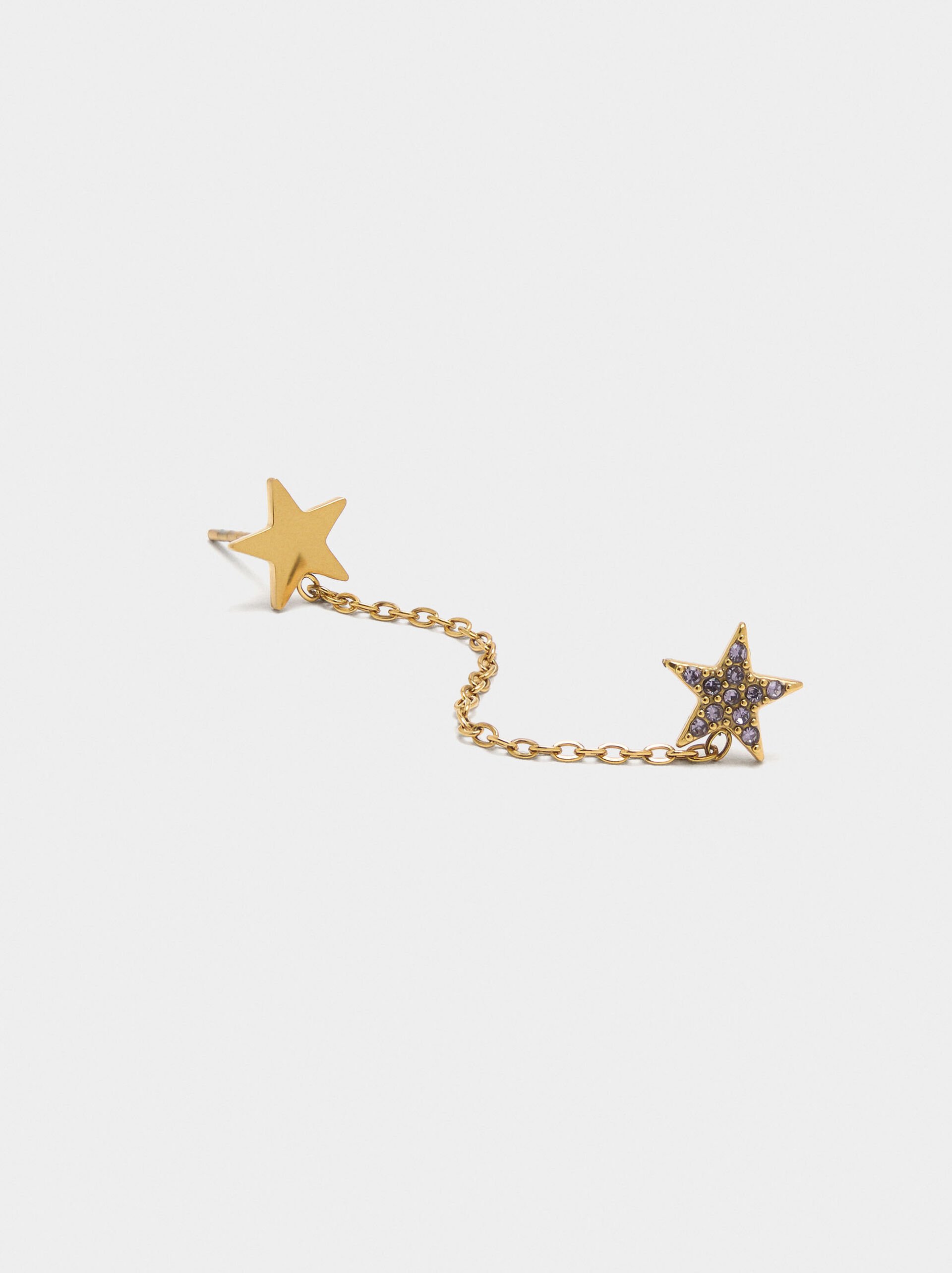 Individual star earring with chain - stainless steel image number 1.0