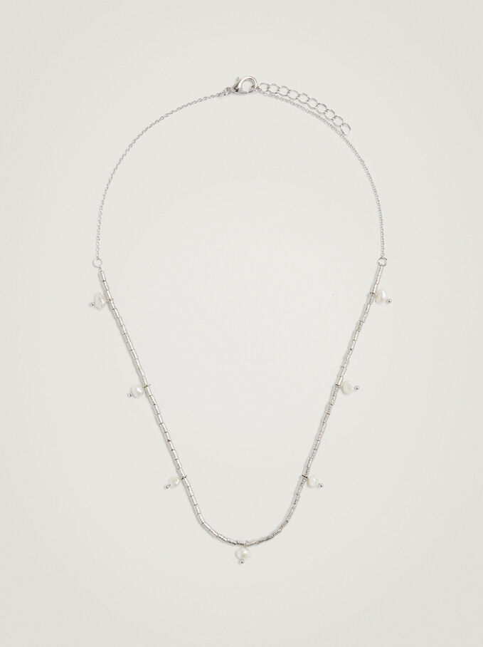 Necklace With Freshwater Pearl, Silver, hi-res