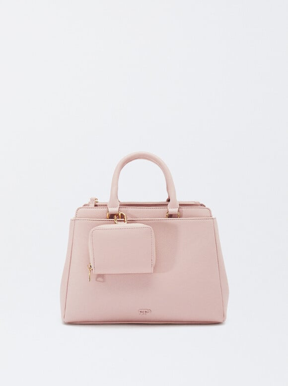 Tote Bag With Pendant, Pink, hi-res