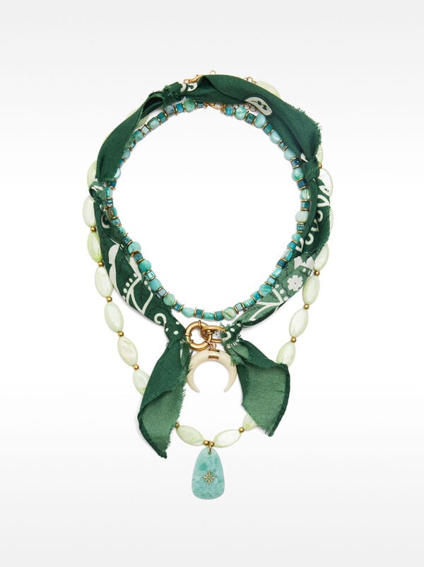 Set of necklaces with stones and shells