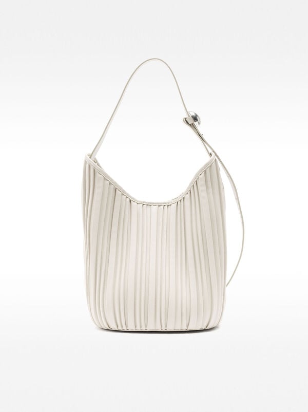 Pleated shoulder bag with removable pouch