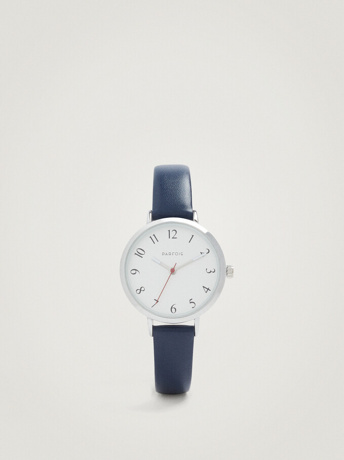 Uhr Mit Armband Aus Kunstleder, Marineblau, hi-res